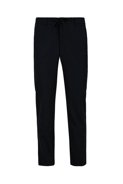 Black Regular Fit Standard Cut Lycra Elastic Waist Drawstring Cargo Trousers