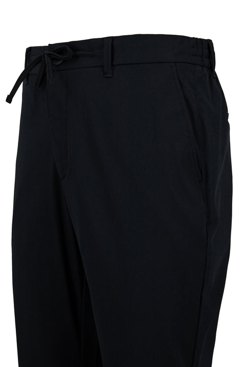 Black Regular Fit Standard Cut Lycra Elastic Waist Drawstring Cargo Trousers