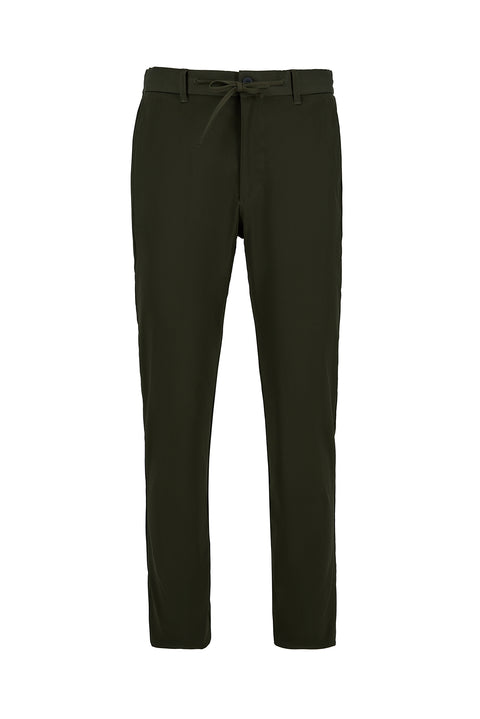 Medium Khaki Regular Fit Standard Cut Lycra Elasticated Waist Drawstring Bagged Trousers