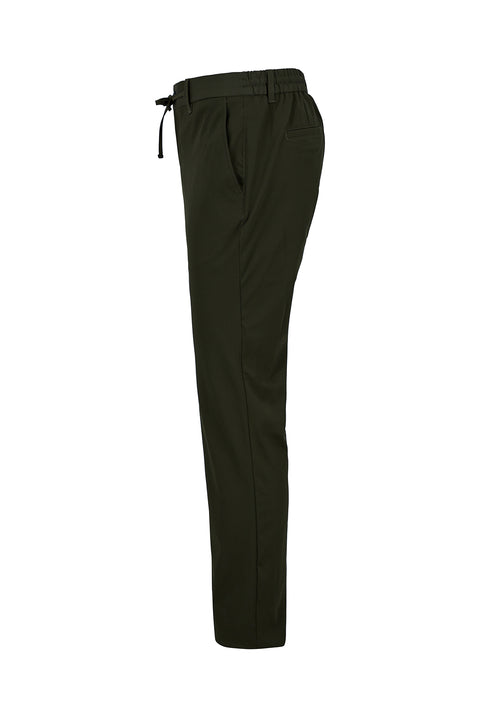 Orta Haki Techno-Line Slim Fit Dar Kesim Beli Lastikli İpli Likralı Çantalı Pantolon