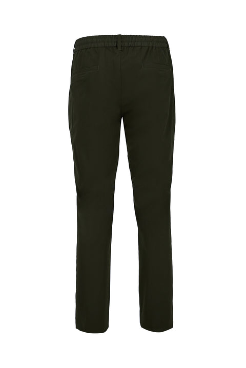 Orta Haki Techno-Line Slim Fit Dar Kesim Beli Lastikli İpli Likralı Çantalı Pantolon
