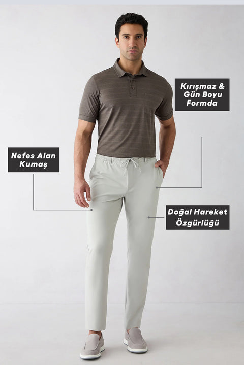 Taş Techno-Line Regular Fit Standart Kesim Çantalı Likralı Beli İpli Chino / Kanvas Pantolon