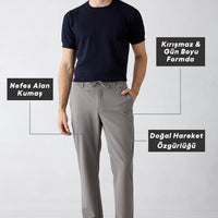 Dark Mink 6 Drop Regular Fit Standard Cut Lycra Chino/Canvas Trousers with Bag
