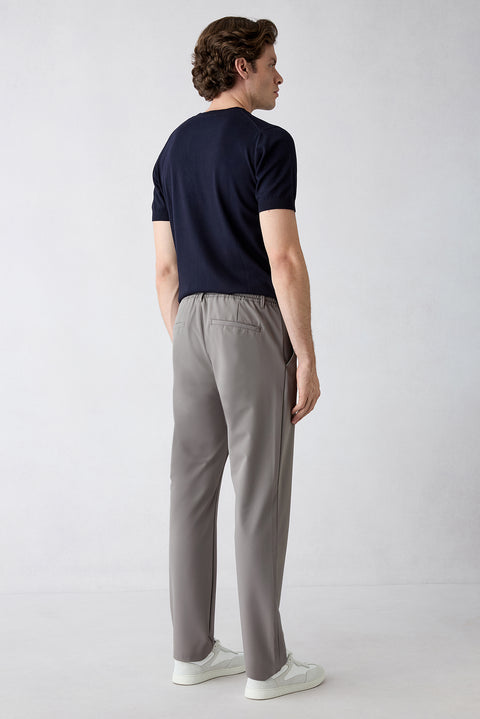 Dark Mink 6 Drop Regular Fit Standard Cut Lycra Chino/Canvas Trousers with Bag
