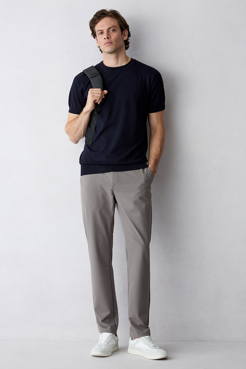 Dark Mink 6 Drop Regular Fit Standard Cut Lycra Chino/Canvas Trousers with Bag