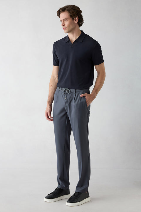 Dark Gray Regular Straight Fit Lycra Sport Pants