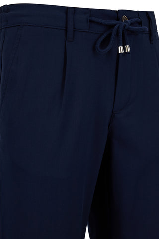  Açık Lacivert Regular Straight Fit Beli İpli Pileli Yan Cepli Likralı Kanvas / Chino Pantolon