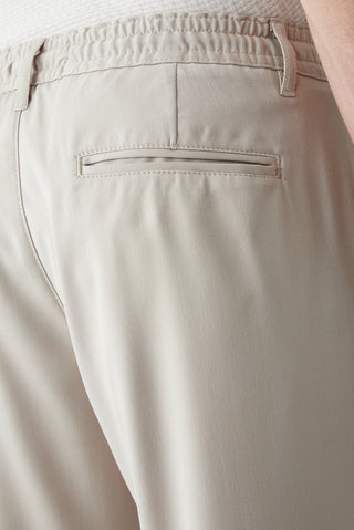  Açık Bej Regular Straight Fit Beli İpli Pileli Yan Cepli Likralı Kanvas / Chino Pantolon