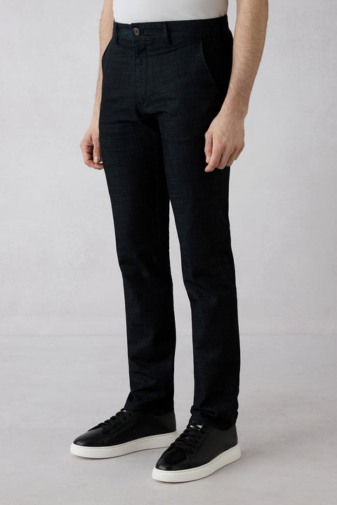 Black 6 Drop Regular Fit Standard Cut Canvas/Chino Pants