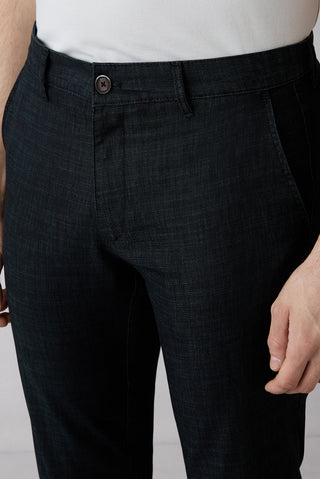 Siyah 6 Drop Regular Fit Standart Kesim Desenli Yandan Cep Kanvas / Chino Pantolon