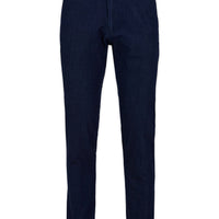 Mid-Indigo Regular Fit Standard Cut Patterned Side Pocket Canvas / Chino Trousers