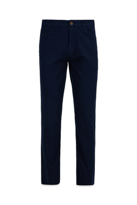 Mid-Navy Relaxed Fit Canvas / Chino Trousers