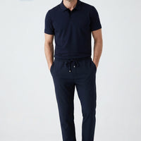 Koyu Lacivert Regular Fit Standart Kesim Yandan Cep Beli Lastikli İpli Jogger Pantolon
