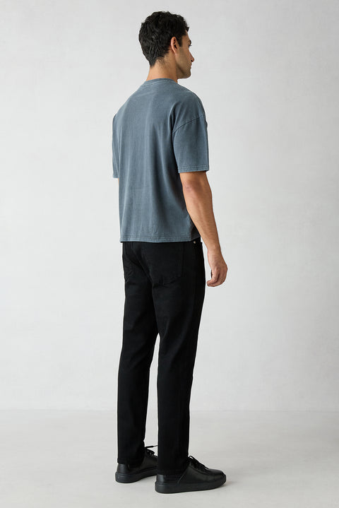 Black Slim Fit Cotton 5 Pocket Denim Trousers