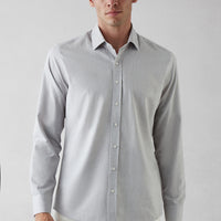 Medium Grey Long Sleeve Slim Fit Cotton Plain Shirt
