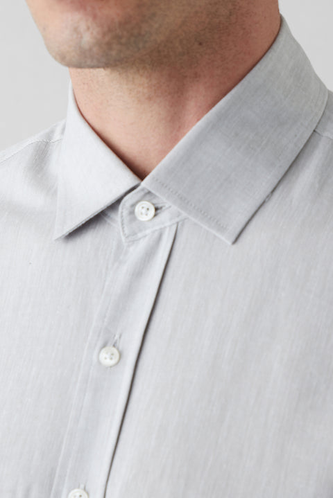Medium Grey Long Sleeve Slim Fit Cotton Plain Shirt