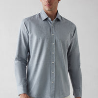 Dark Navy Long Sleeve Slim Fit Cotton Plain Shirt