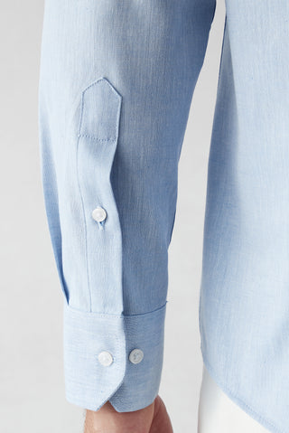  Mavi Uzun Kol Slim Fit Desenli %100 Pamuk Gömlek