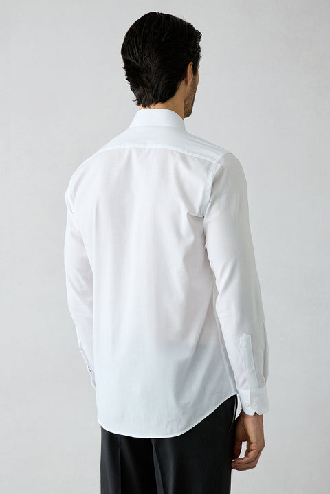 White Long Sleeve Slim Fit Cotton Plain Shirt