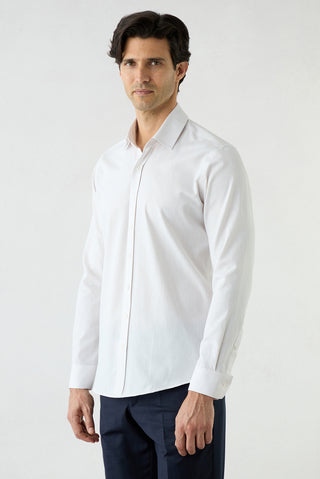  Taş Uzun Kol Slim Fit Desenli %100 Pamuk Gömlek