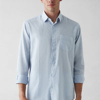 Light Blue Long-Sleeve Striped Shirt