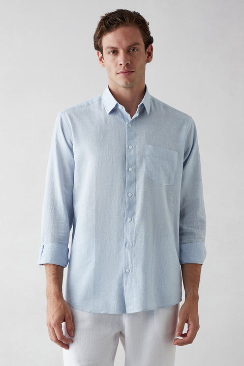 Light Blue Long-Sleeve Striped Shirt