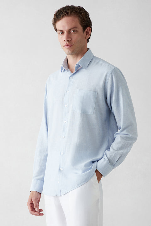 Light Blue Long-Sleeve Striped Shirt