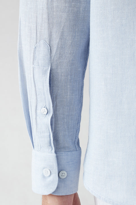 Light Blue Long-Sleeve Striped Shirt