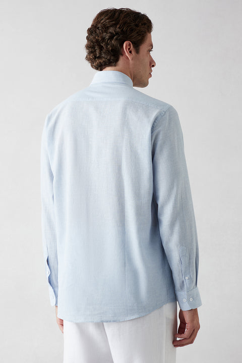 Light Blue Long-Sleeve Striped Shirt