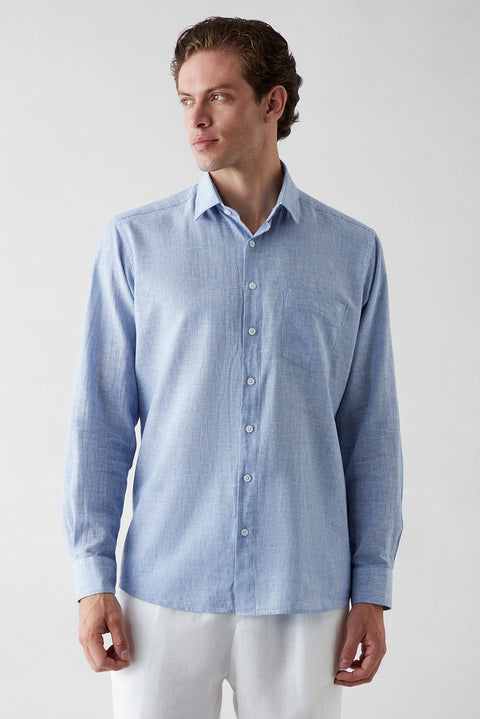 Dark Blue Long-Sleeve Striped Shirt