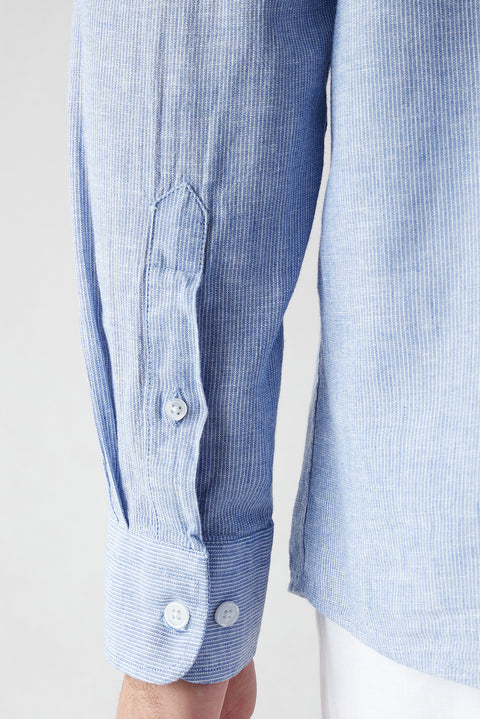 Dark Blue Long-Sleeve Striped Shirt