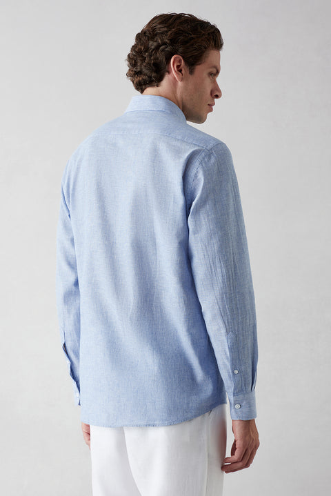 Dark Blue Long-Sleeve Striped Shirt