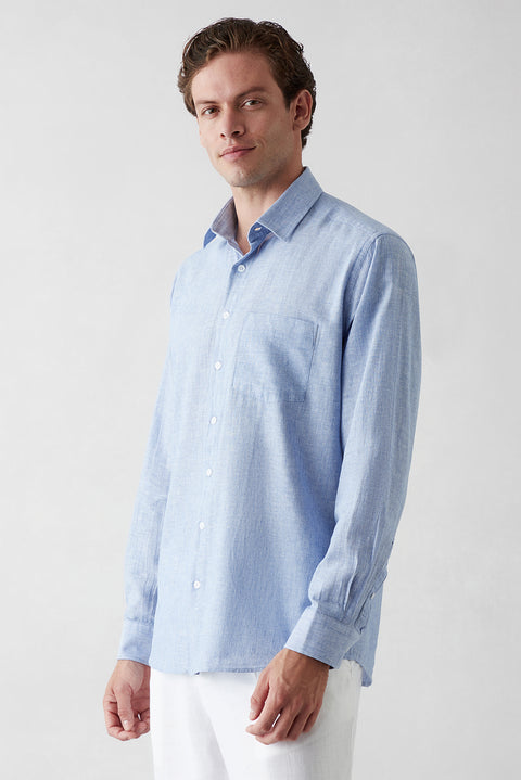 Dark Blue Long-Sleeve Striped Shirt