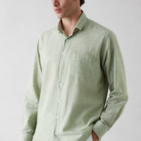 Light Green Long-Sleeve Striped Shirt
