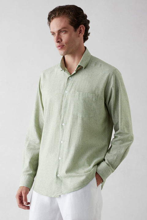 Light Green Long-Sleeve Striped Shirt