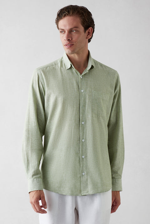Light Green Long-Sleeve Striped Shirt