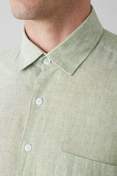 Light Green Long-Sleeve Striped Shirt
