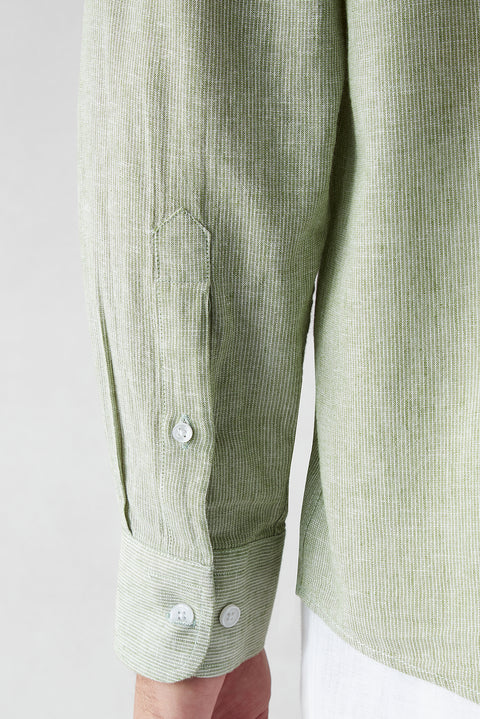 Light Green Long-Sleeve Striped Shirt