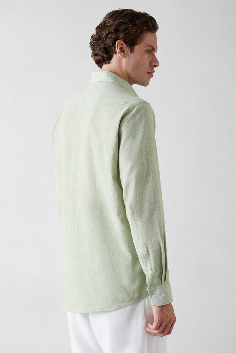 Light Green Long-Sleeve Striped Shirt