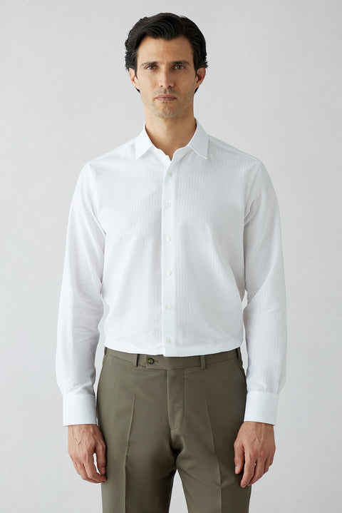 White Long Sleeve Oversize Striped Cotton Shirt