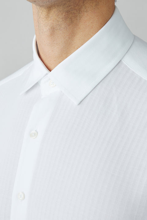 White Long Sleeve Oversize Striped Cotton Shirt