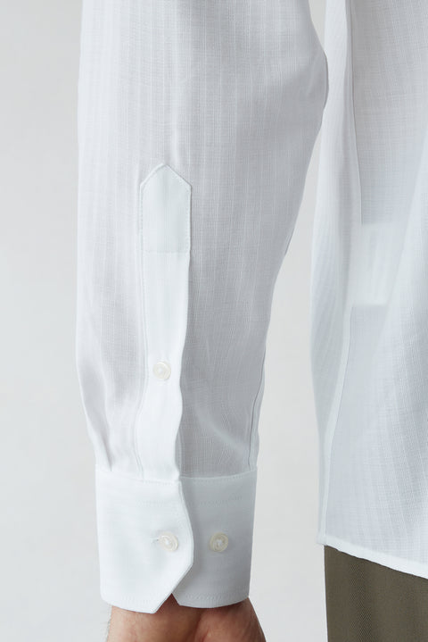 White Long Sleeve Oversize Striped Cotton Shirt