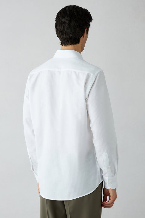 White Long Sleeve Oversize Striped Cotton Shirt