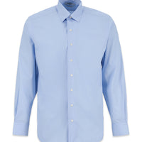 Light Blue Long Sleeve Regular Fit Cotton Plain Shirt
