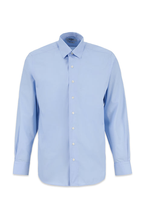 Light Blue Long Sleeve Regular Fit Cotton Plain Shirt