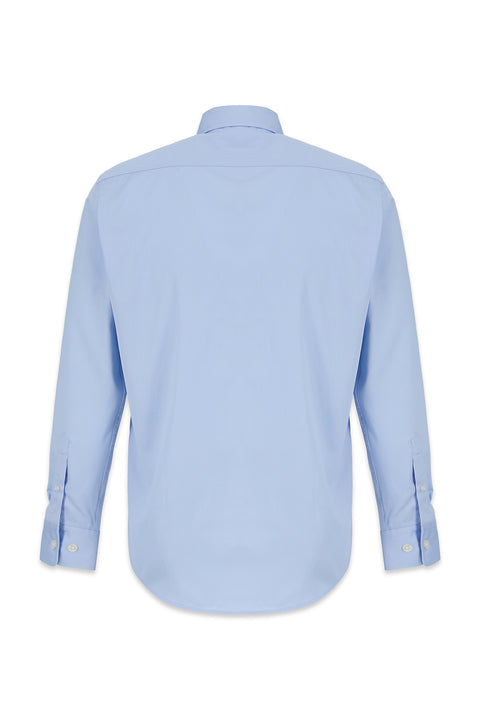 Light Blue Long Sleeve Regular Fit Cotton Plain Shirt