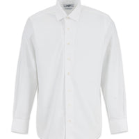 White Long Sleeve Regular Fit Textured Cotton Shirt