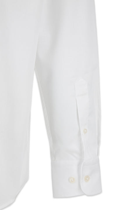 White Long Sleeve Regular Fit Textured Cotton Shirt