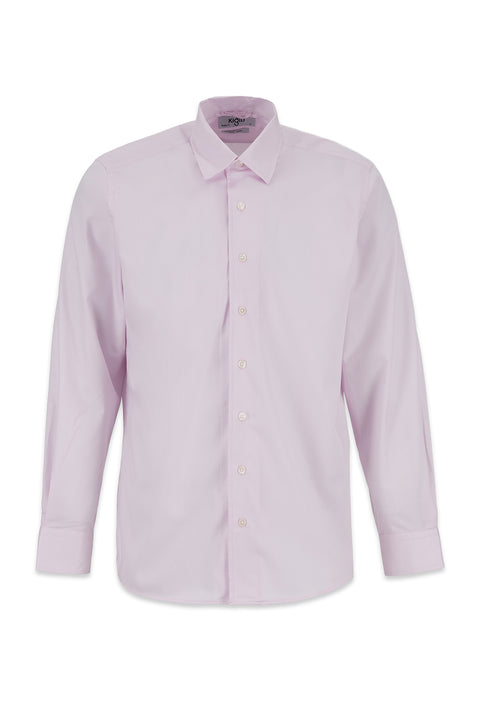 Dusty Pink Long Sleeve Regular Fit Cotton Plain Shirt