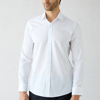 Beyaz Uzun Kol Slim Fit Klasik Desenli %100 Pamuk Gömlek